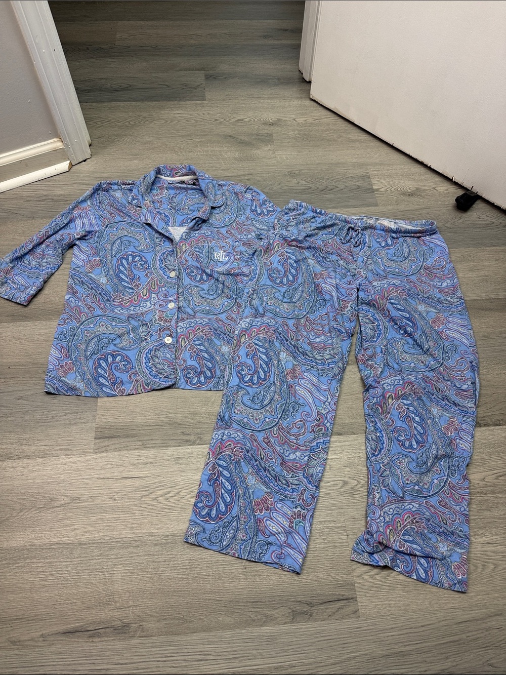 Ralph Lauren Blue & Purple Paisley Women’s Pajama Set Size PM